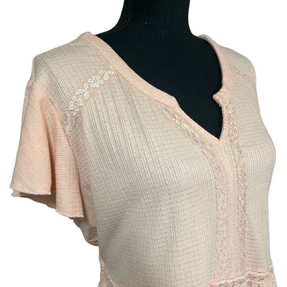 Torrid Peach Lace Trim Flowy Peasant Top N0455 - Picture 2 of 7